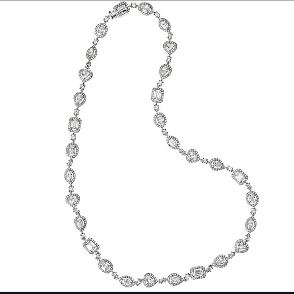 Rectangle, Pear, and Trillion Cubic Zirconia Necklace-Boutique - Picture 5 of 5